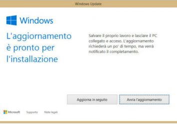Notifica di pronta installazione di Windows 10